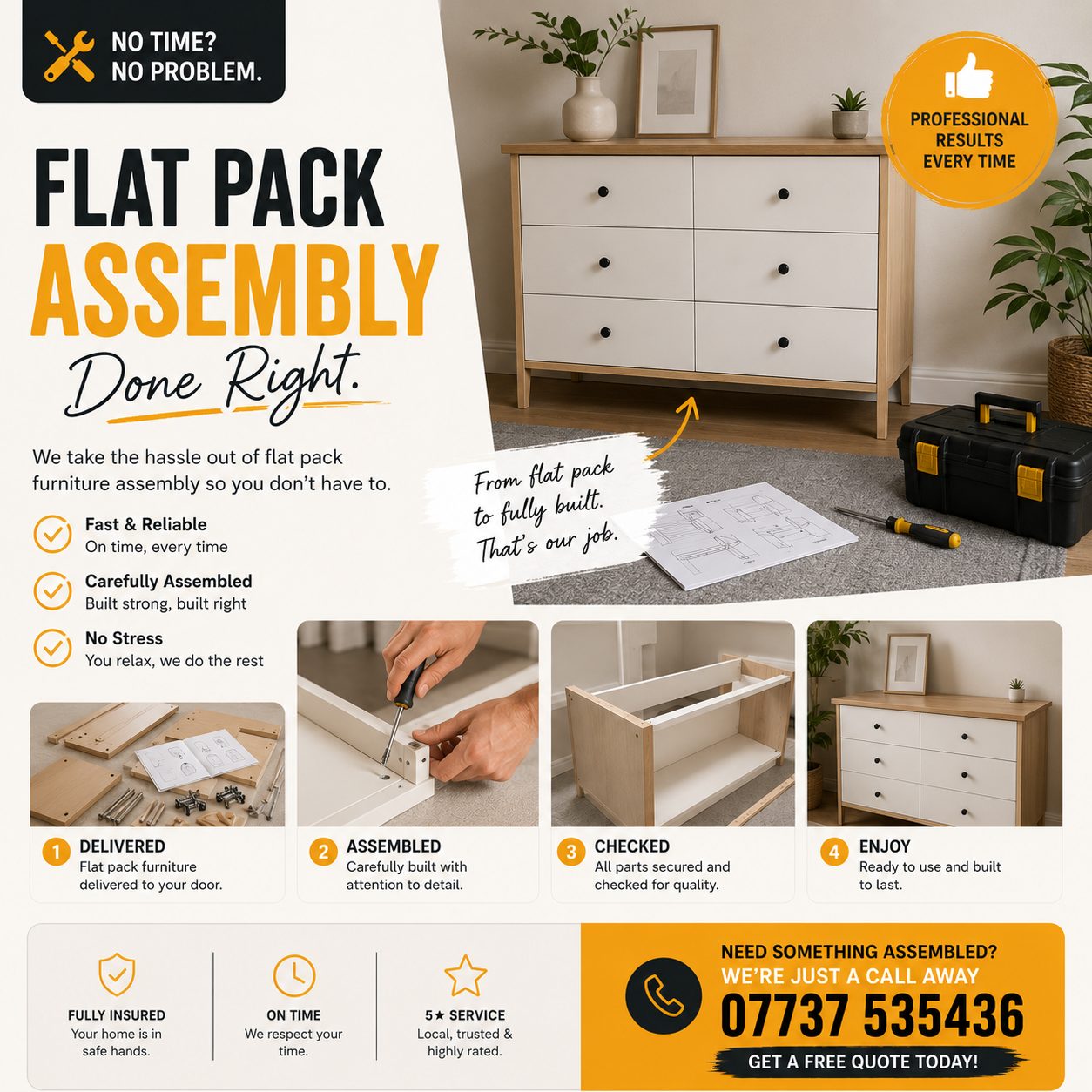 Flat-pack furniture assembled properly