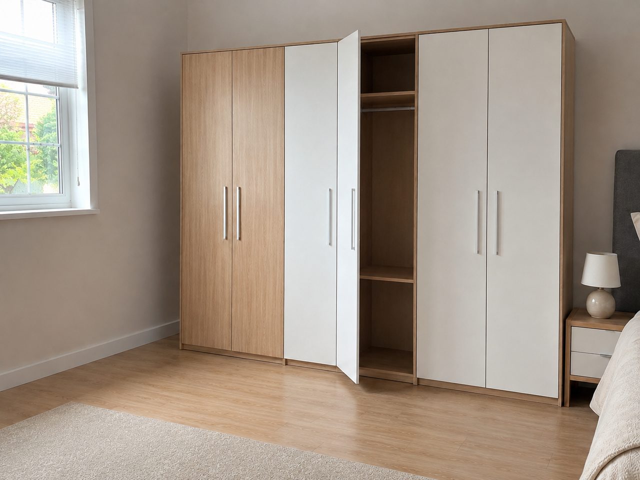 Fitted wardrobes assembled and installed in a bedroom